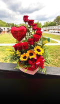 Passionate Sunshine Floral Box with Foil Balloon