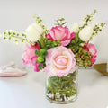 Blush Pink and White Roses in a Cylinder Vase Arrangement